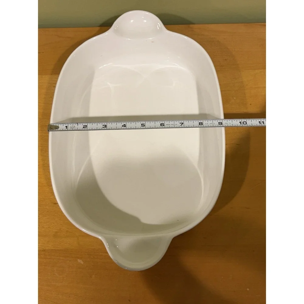 Cordon Bleu White Porcelain 14.5" x 9" Baking Dish Roaster Handles - Picture 5 of 6